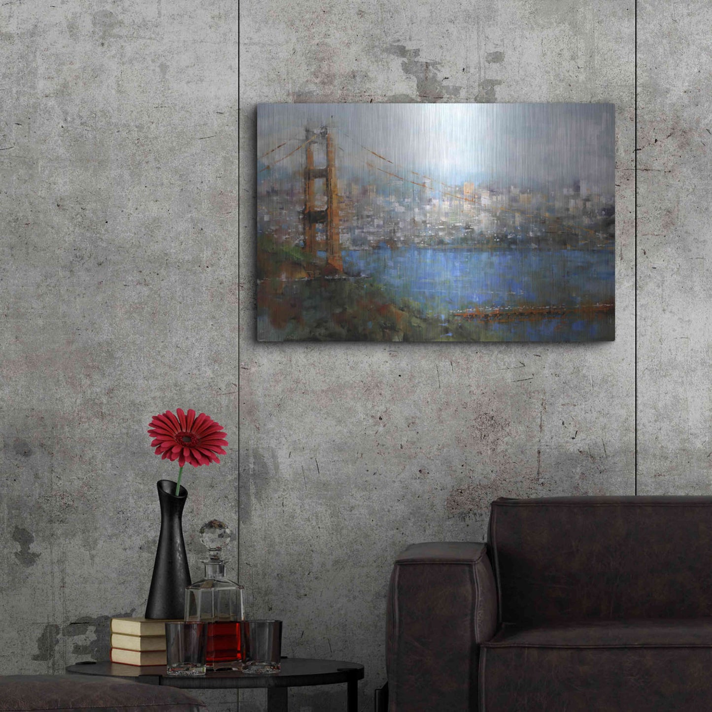 Luxe Metal Art 'Golden Gate Vista' by Mark Lague, Metal Wall Art,36x24