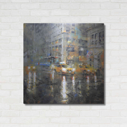 Luxe Metal Art 'Manhattan Orange Rain' by Mark Lague, Metal Wall Art,36x36