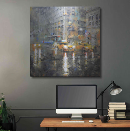 Luxe Metal Art 'Manhattan Orange Rain' by Mark Lague, Metal Wall Art,36x36