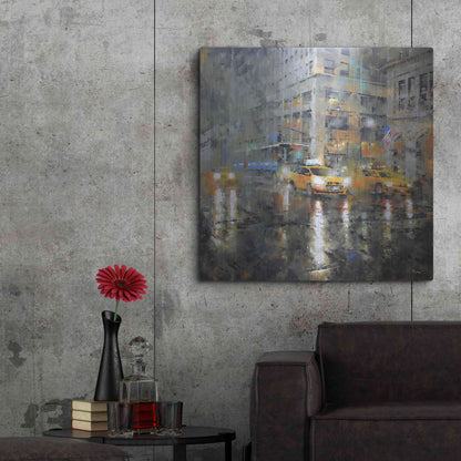 Luxe Metal Art 'Manhattan Orange Rain' by Mark Lague, Metal Wall Art,36x36