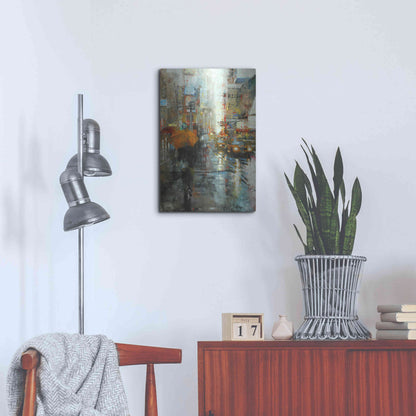 Luxe Metal Art 'Manhattan Orange Umbrella' by Mark Lague, Metal Wall Art,16x24