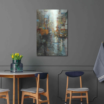 Luxe Metal Art 'Manhattan Orange Umbrella' by Mark Lague, Metal Wall Art,24x36