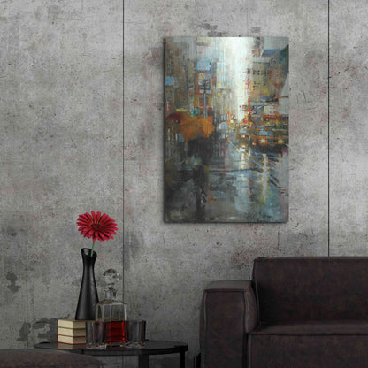 Luxe Metal Art 'Manhattan Orange Umbrella' by Mark Lague, Metal Wall Art,24x36