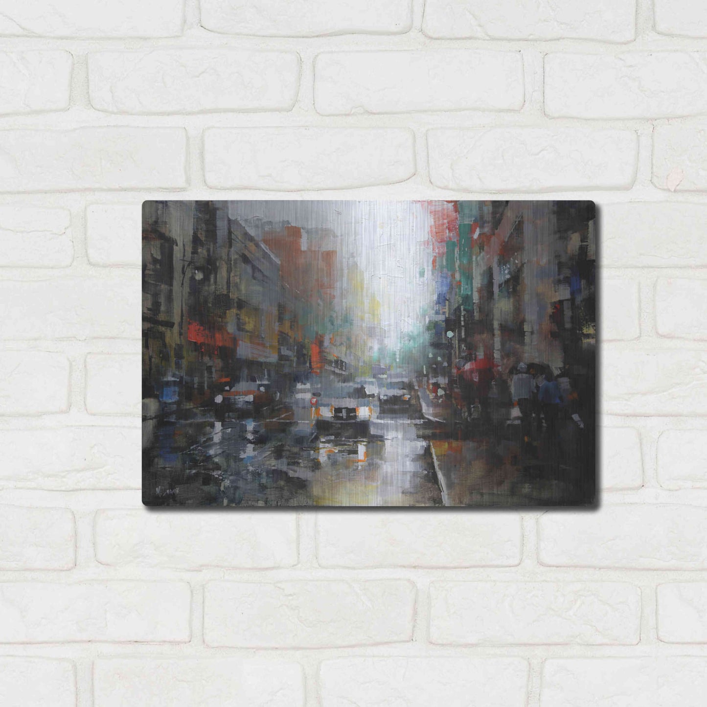 Luxe Metal Art 'Montreal Rain' by Mark Lague, Metal Wall Art,16x12