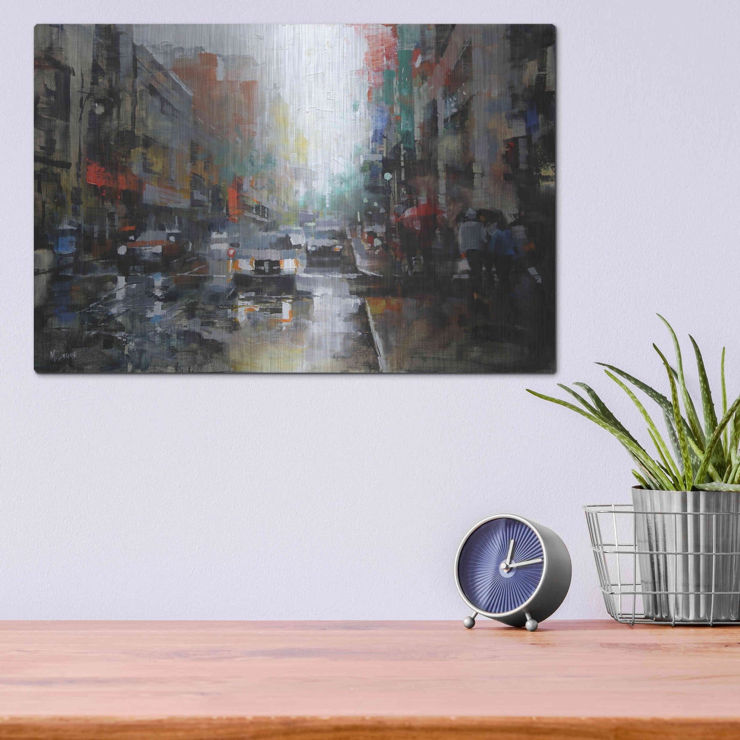 Luxe Metal Art 'Montreal Rain' by Mark Lague, Metal Wall Art,16x12