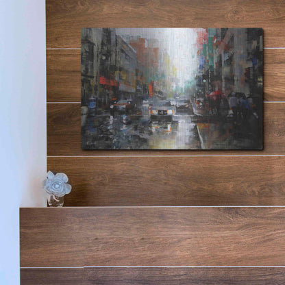 Luxe Metal Art 'Montreal Rain' by Mark Lague, Metal Wall Art,16x12