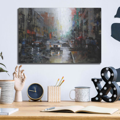 Luxe Metal Art 'Montreal Rain' by Mark Lague, Metal Wall Art,16x12