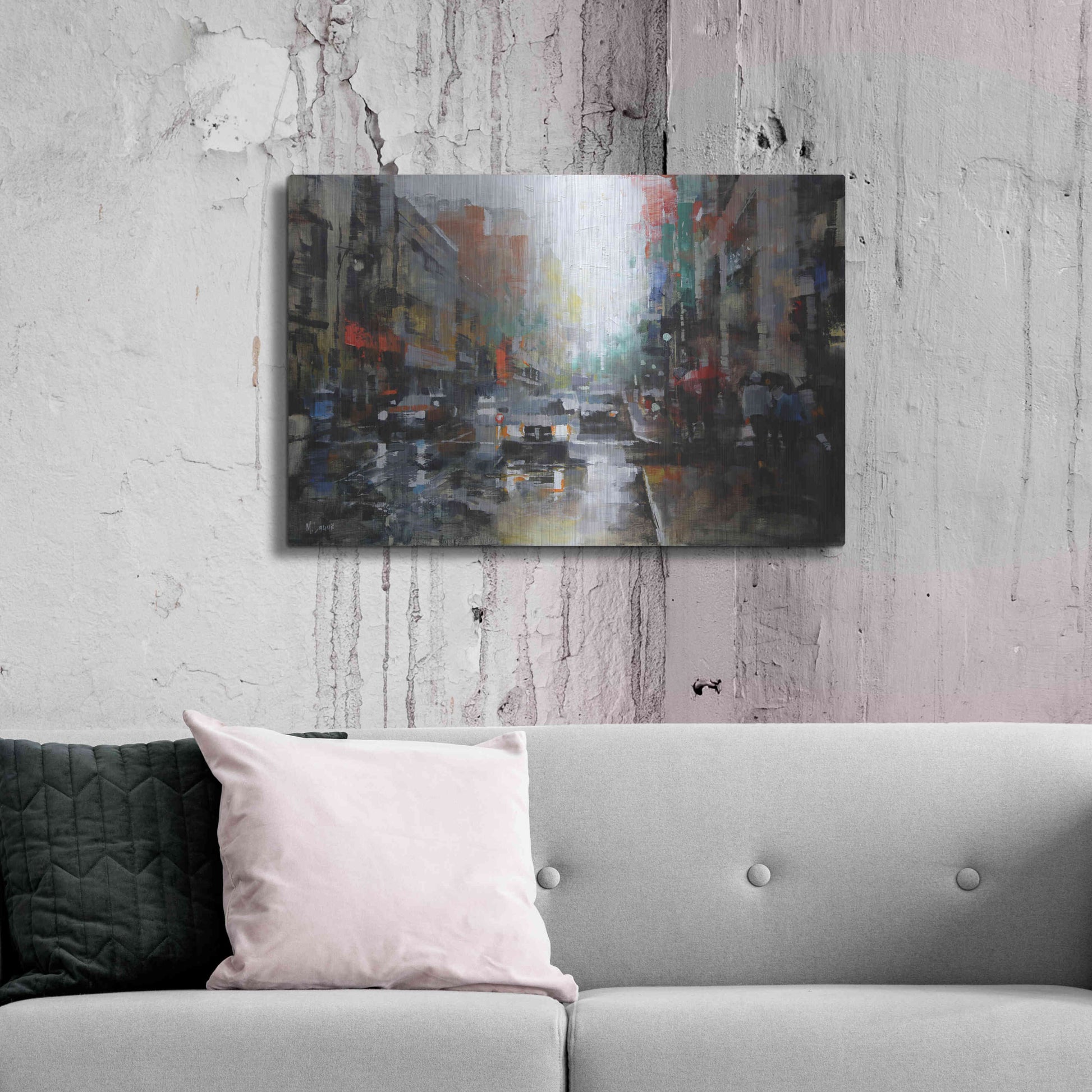 Luxe Metal Art 'Montreal Rain' by Mark Lague, Metal Wall Art,36x24