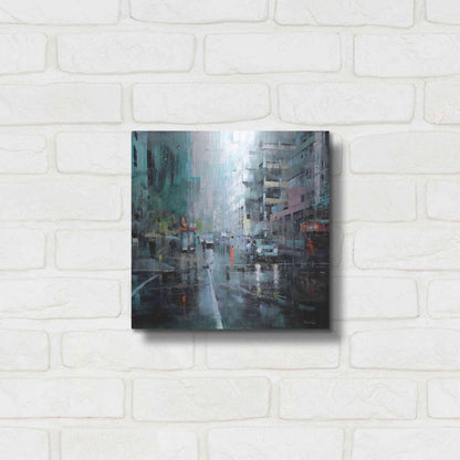 Luxe Metal Art 'Montreal Turquoise Rain' by Mark Lague, Metal Wall Art,12x12