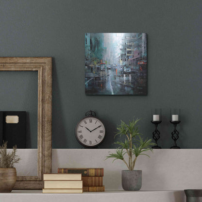 Luxe Metal Art 'Montreal Turquoise Rain' by Mark Lague, Metal Wall Art,12x12