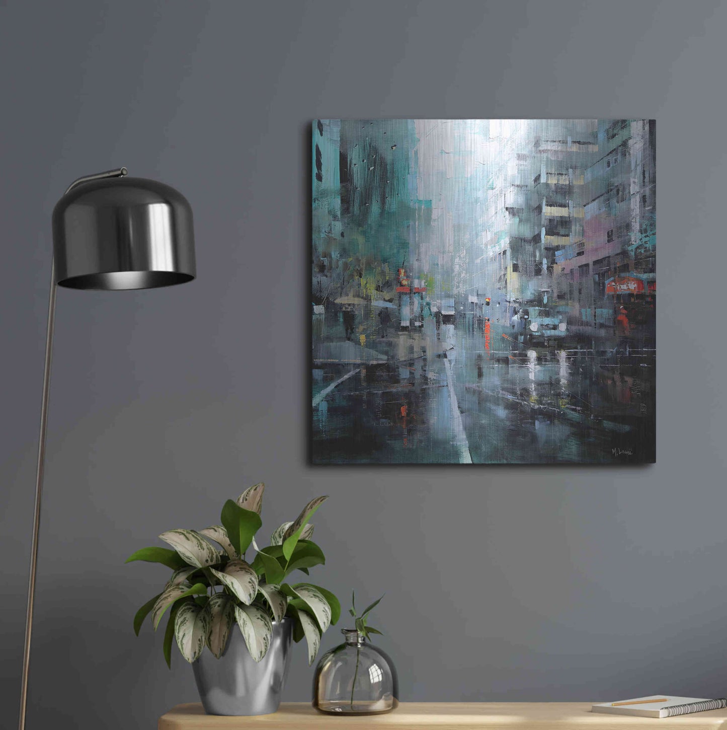 Luxe Metal Art 'Montreal Turquoise Rain' by Mark Lague, Metal Wall Art,24x24