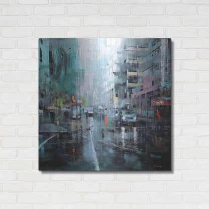 Luxe Metal Art 'Montreal Turquoise Rain' by Mark Lague, Metal Wall Art,36x36