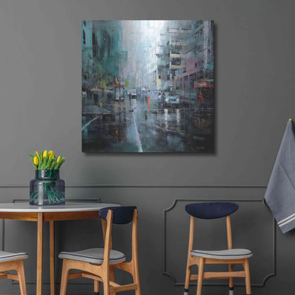 Luxe Metal Art 'Montreal Turquoise Rain' by Mark Lague, Metal Wall Art,36x36