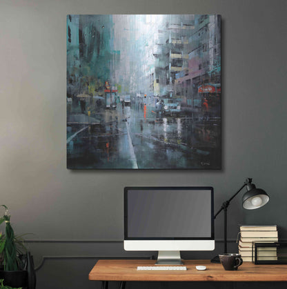 Luxe Metal Art 'Montreal Turquoise Rain' by Mark Lague, Metal Wall Art,36x36