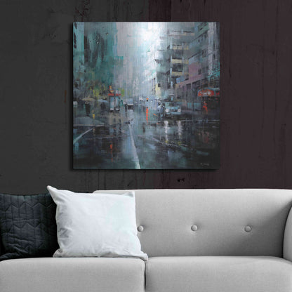 Luxe Metal Art 'Montreal Turquoise Rain' by Mark Lague, Metal Wall Art,36x36