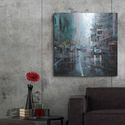 Luxe Metal Art 'Montreal Turquoise Rain' by Mark Lague, Metal Wall Art,36x36