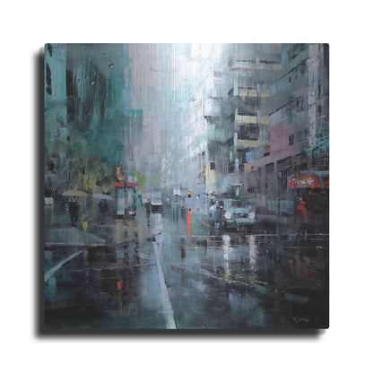 Luxe Metal Art 'Montreal Turquoise Rain' by Mark Lague, Metal Wall Art