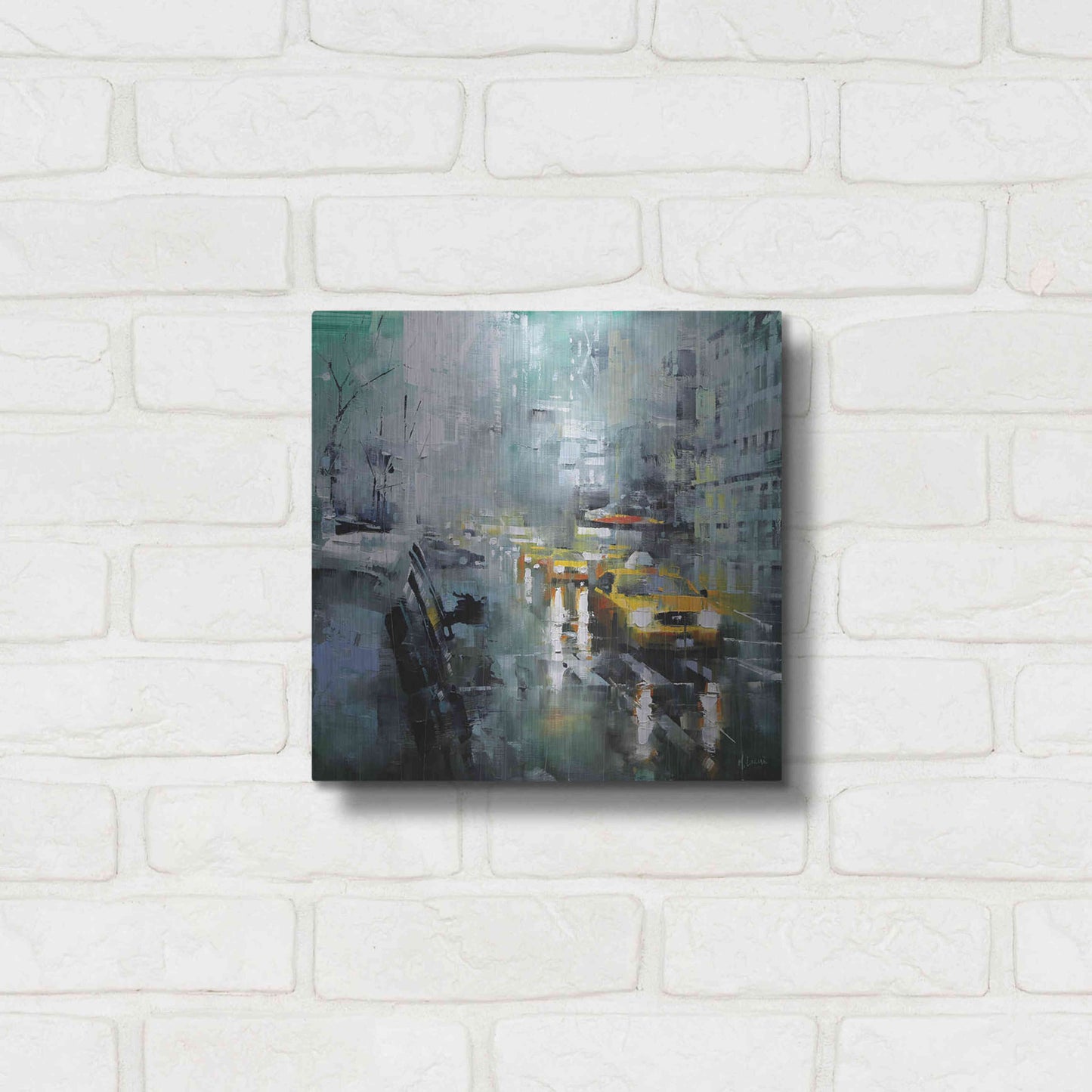 Luxe Metal Art 'New York Rain' by Mark Lague, Metal Wall Art,12x12