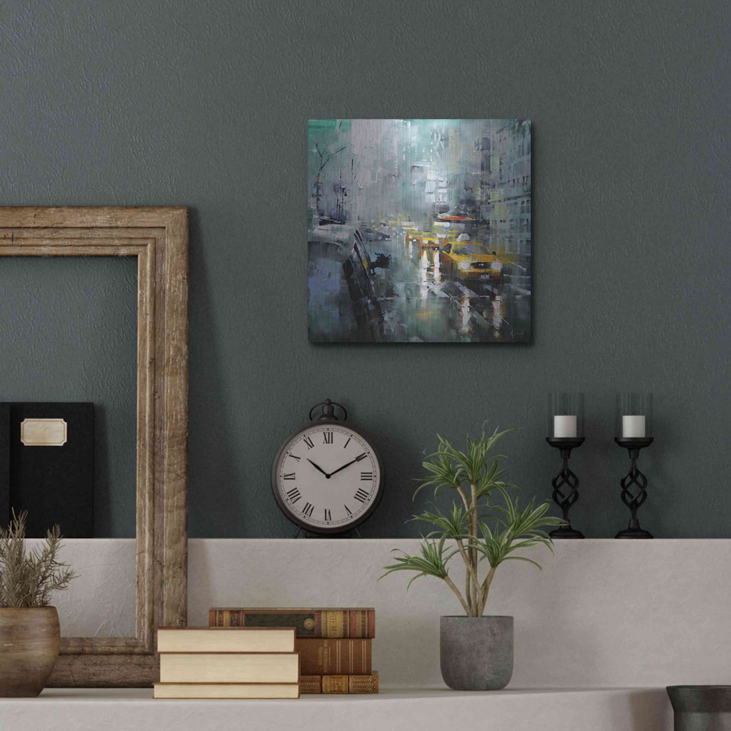 Luxe Metal Art 'New York Rain' by Mark Lague, Metal Wall Art,12x12