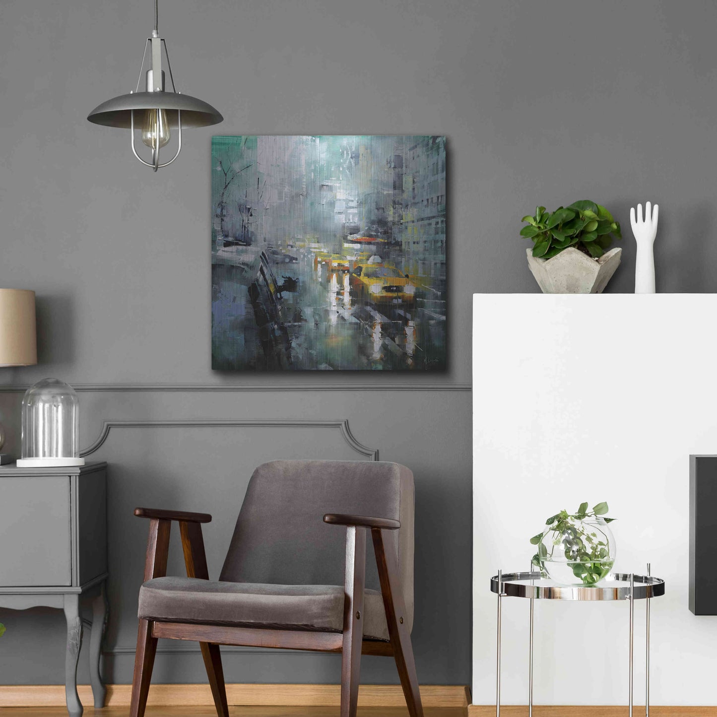 Luxe Metal Art 'New York Rain' by Mark Lague, Metal Wall Art,24x24