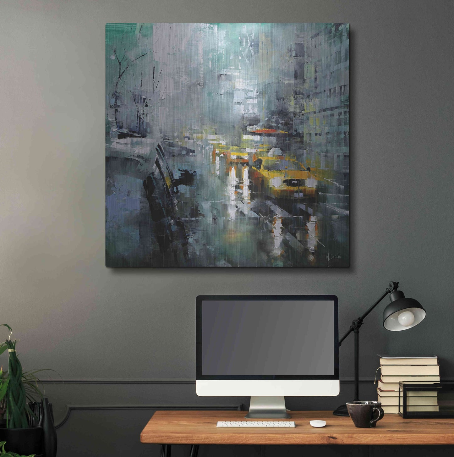 Luxe Metal Art 'New York Rain' by Mark Lague, Metal Wall Art,36x36