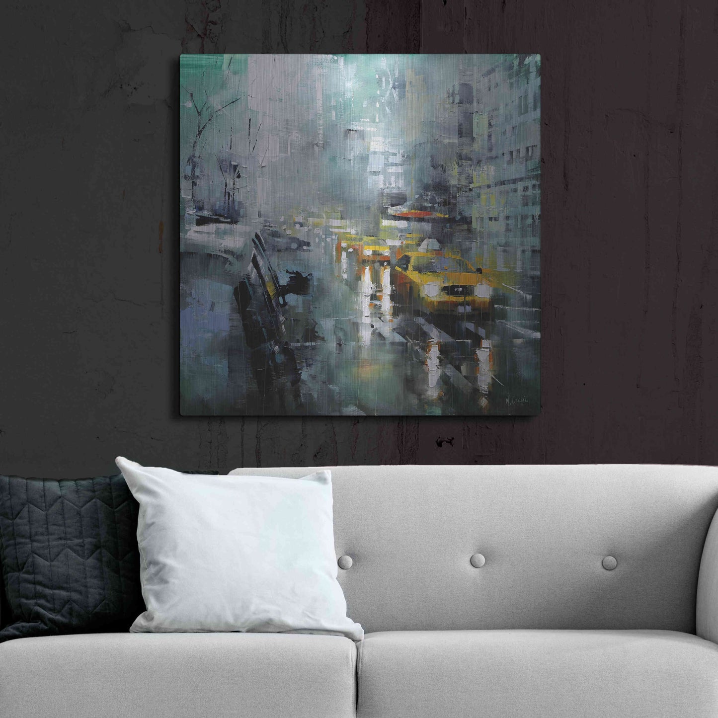 Luxe Metal Art 'New York Rain' by Mark Lague, Metal Wall Art,36x36