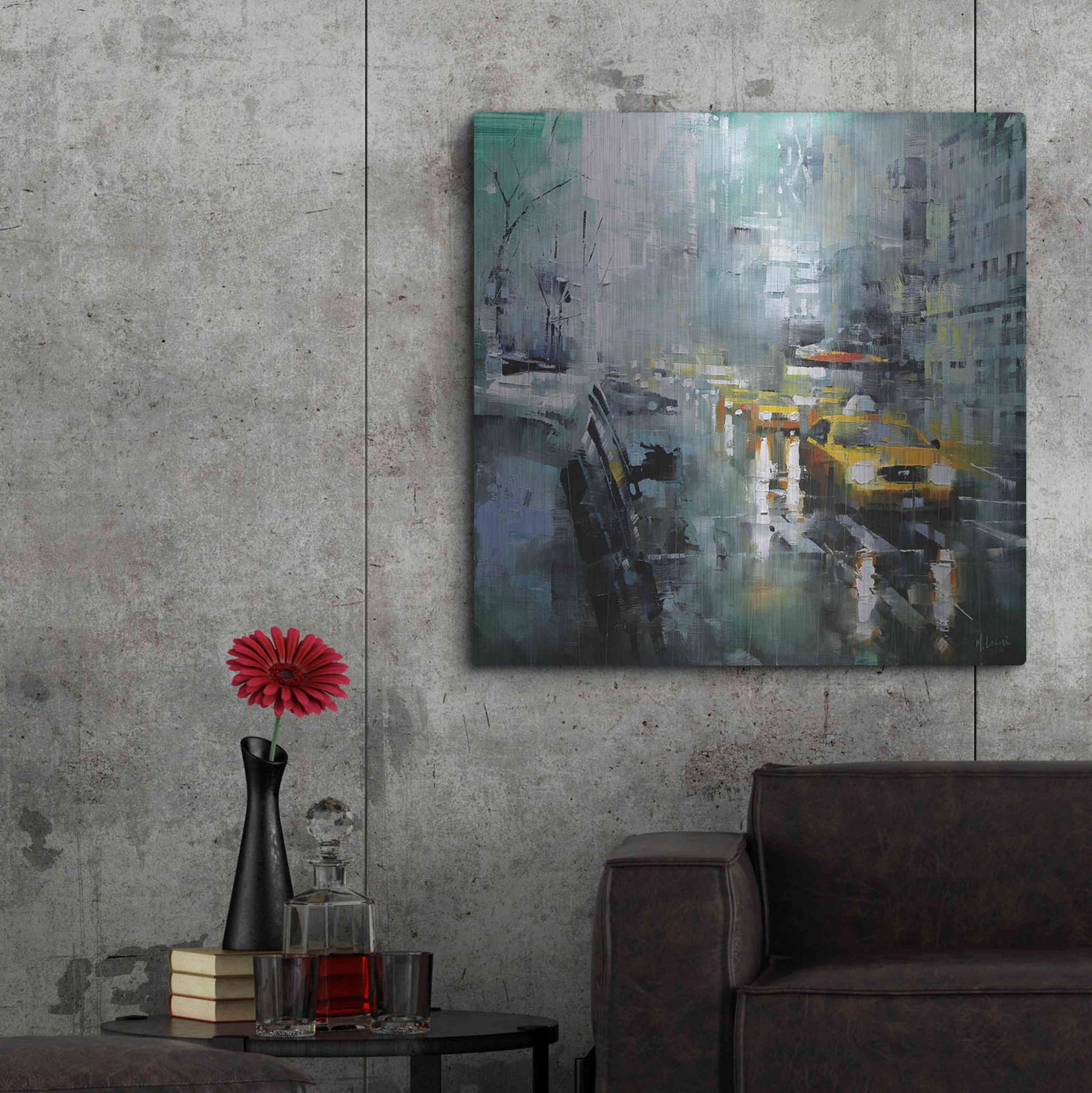 Luxe Metal Art 'New York Rain' by Mark Lague, Metal Wall Art,36x36