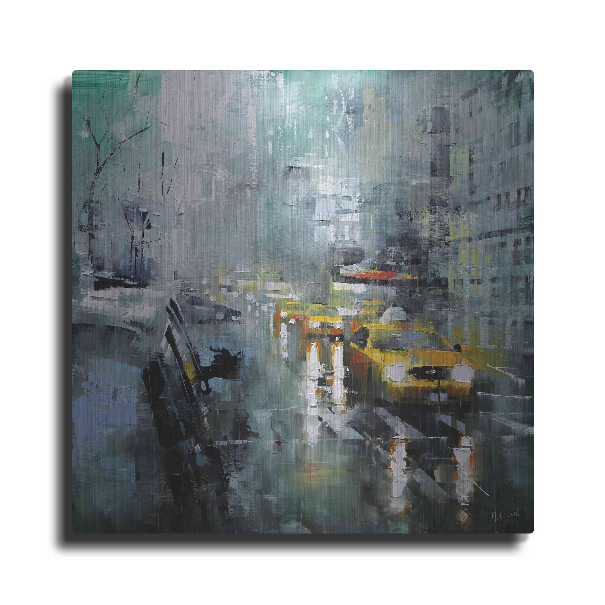 Luxe Metal Art 'New York Rain' by Mark Lague, Metal Wall Art