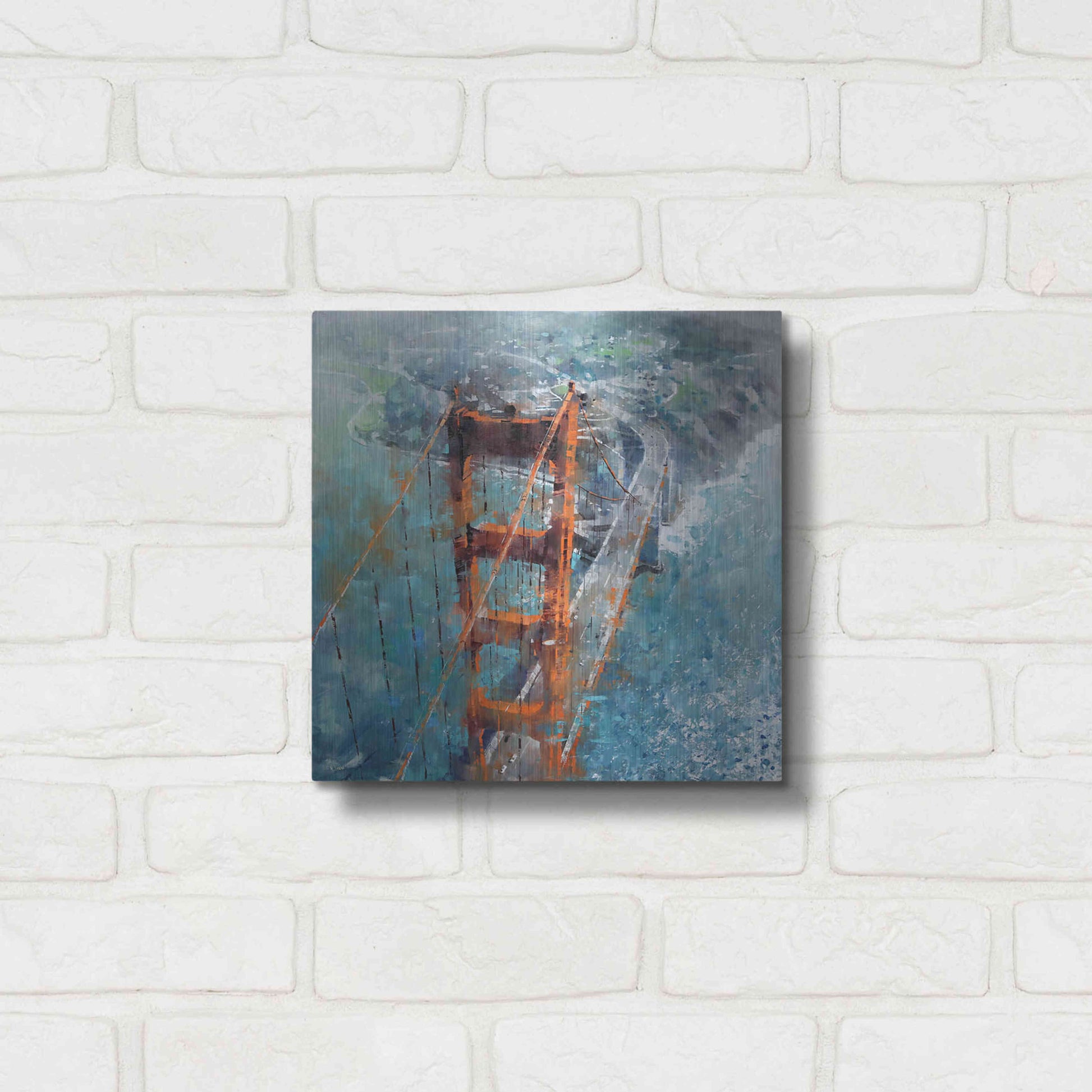 Luxe Metal Art 'Over Golden Gate' by Mark Lague, Metal Wall Art,12x12