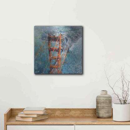 Luxe Metal Art 'Over Golden Gate' by Mark Lague, Metal Wall Art,12x12