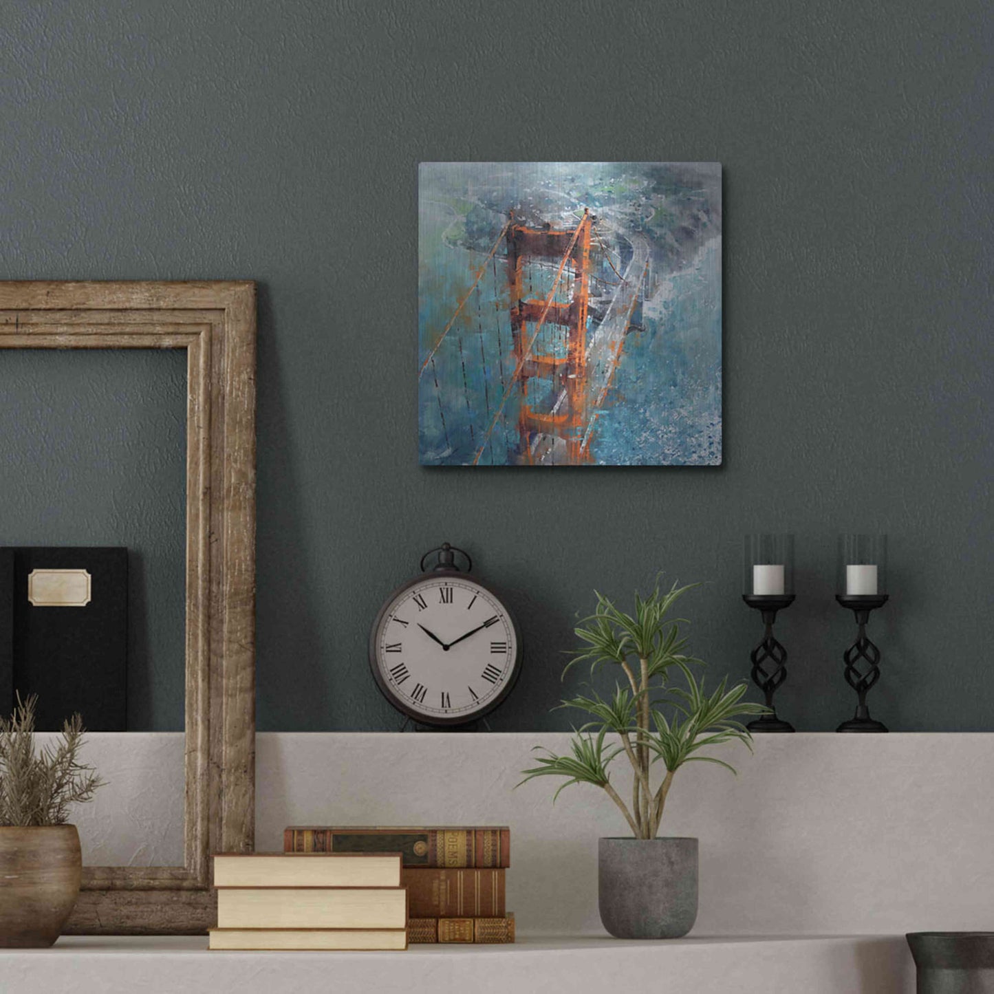 Luxe Metal Art 'Over Golden Gate' by Mark Lague, Metal Wall Art,12x12