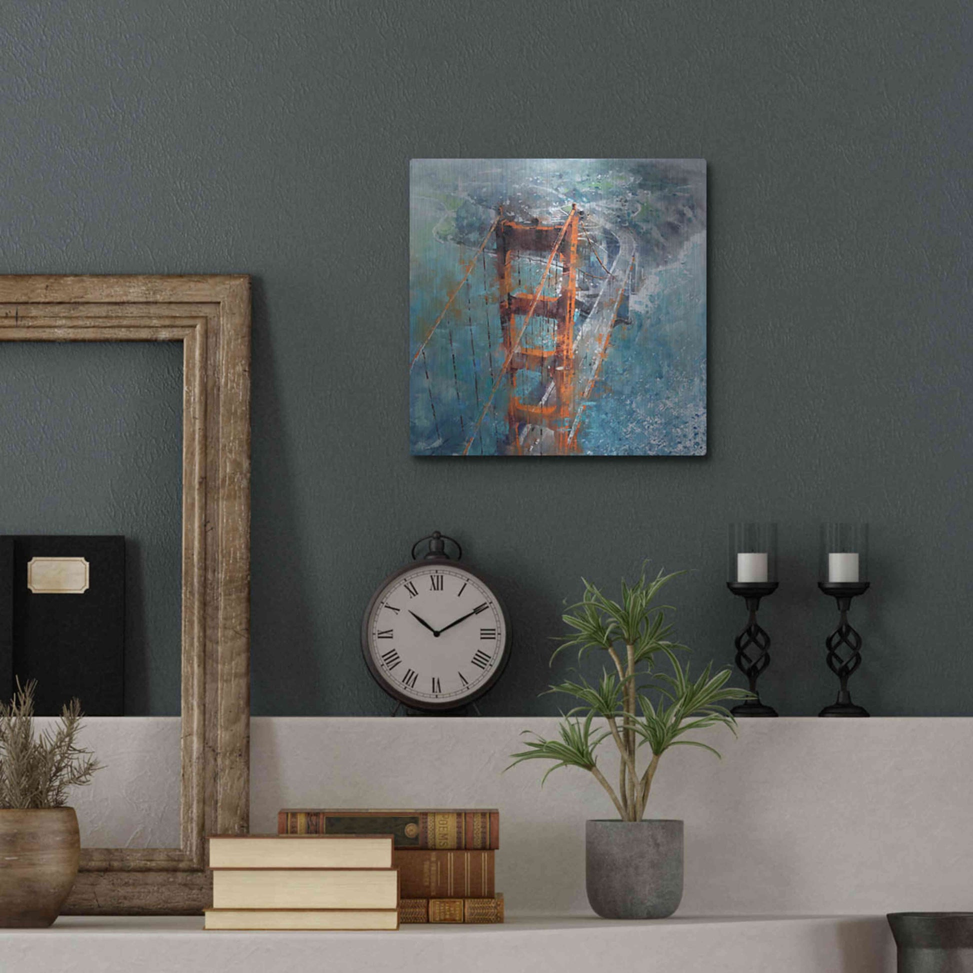 Luxe Metal Art 'Over Golden Gate' by Mark Lague, Metal Wall Art,12x12