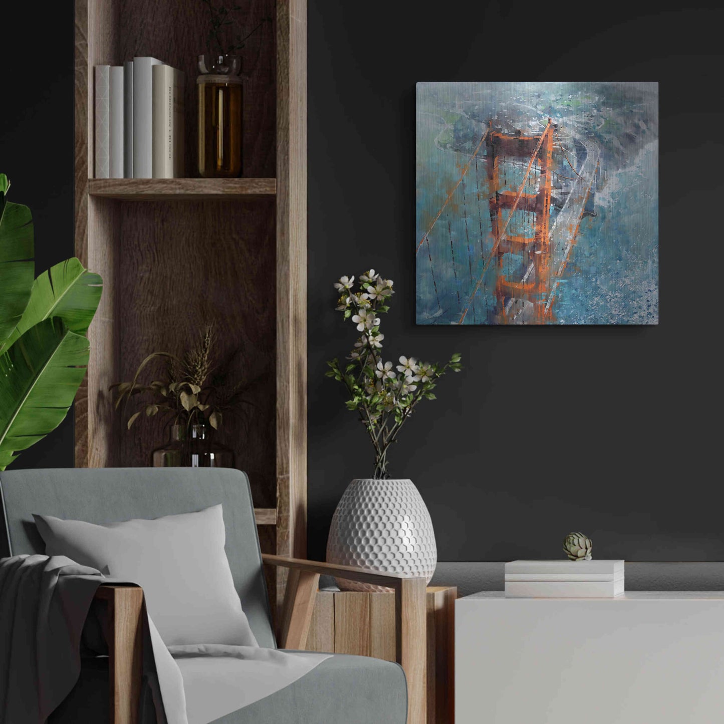 Luxe Metal Art 'Over Golden Gate' by Mark Lague, Metal Wall Art,24x24