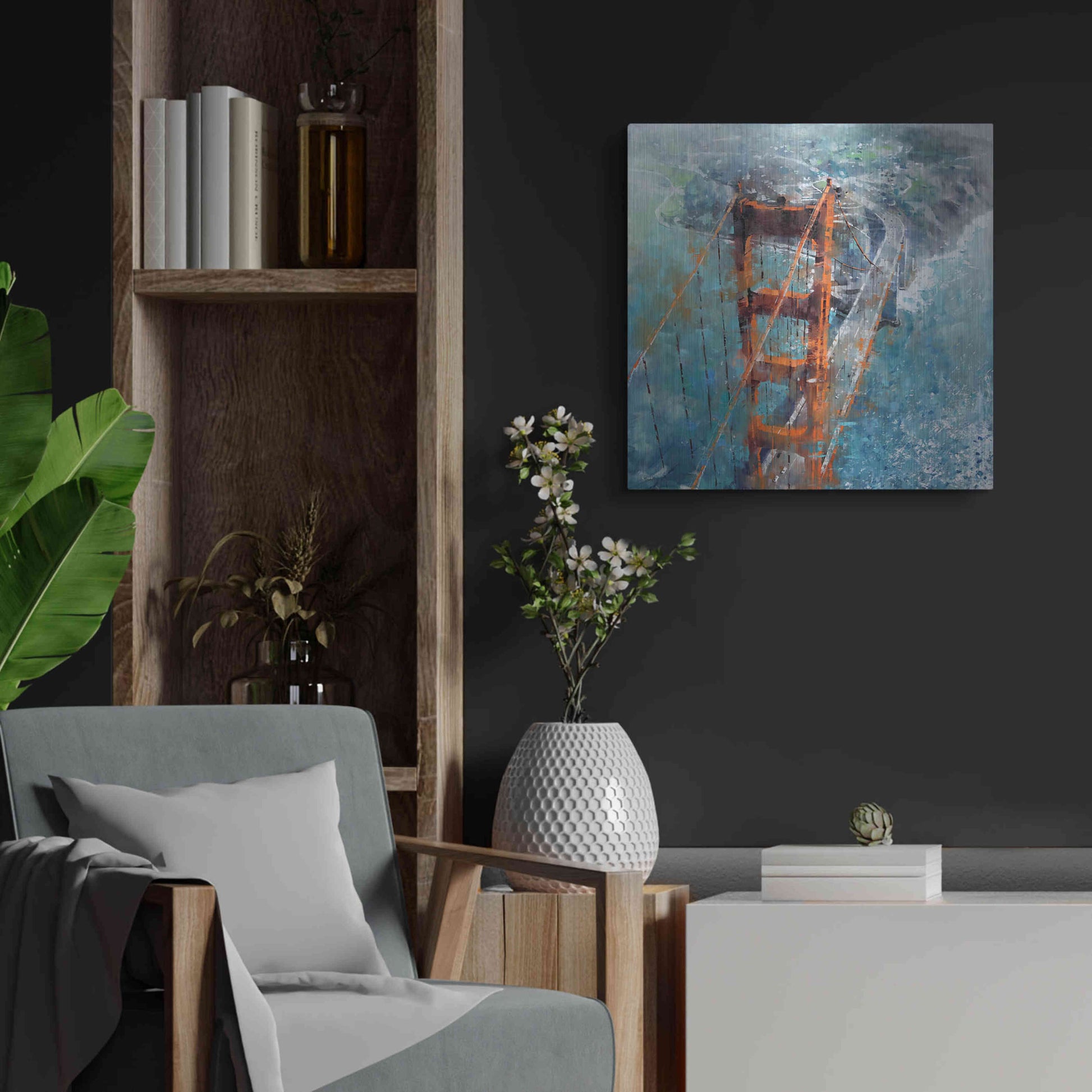 Luxe Metal Art 'Over Golden Gate' by Mark Lague, Metal Wall Art,24x24