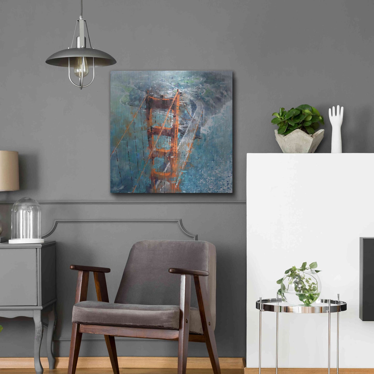 Luxe Metal Art 'Over Golden Gate' by Mark Lague, Metal Wall Art,24x24