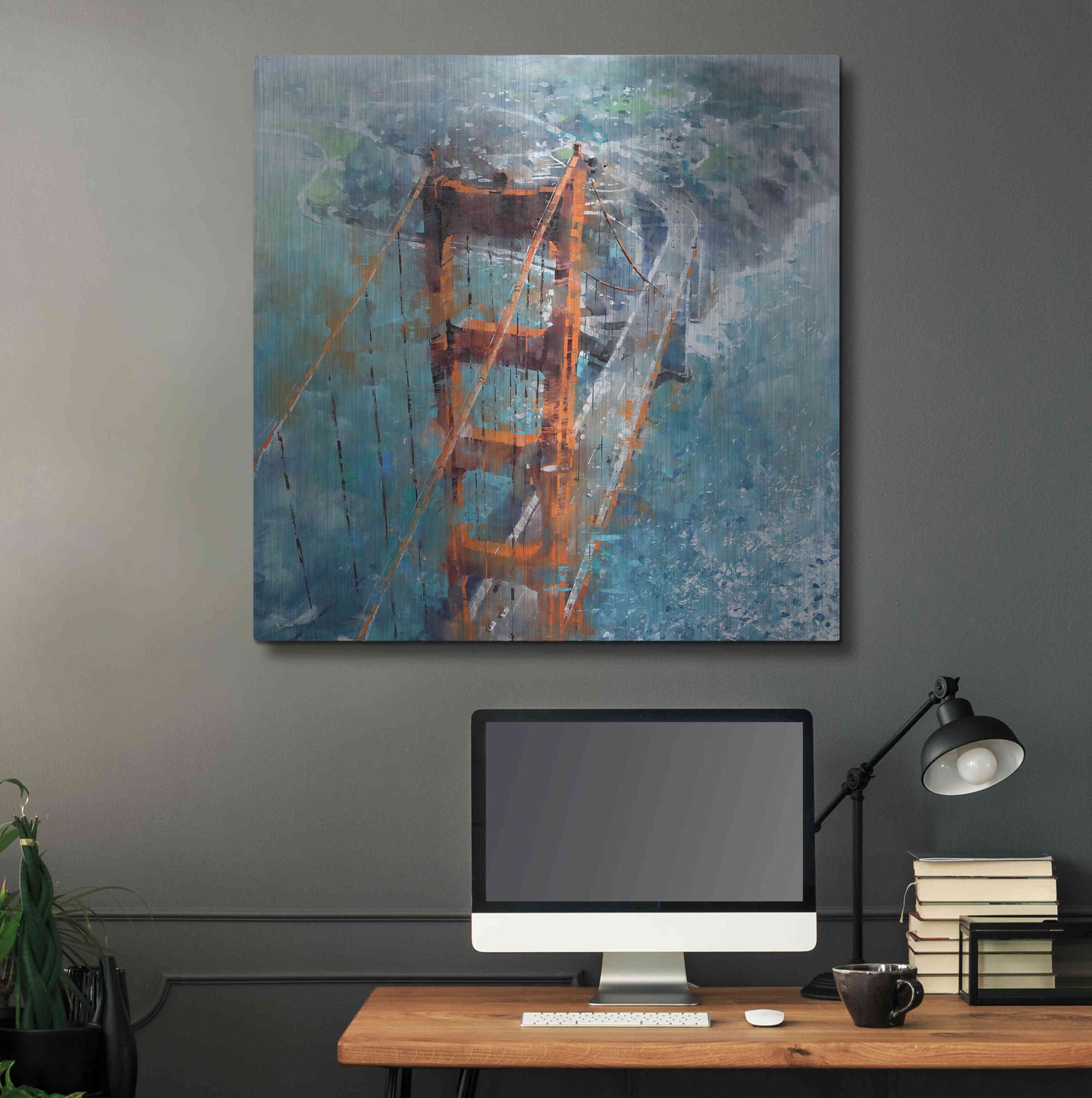 Luxe Metal Art 'Over Golden Gate' by Mark Lague, Metal Wall Art,36x36