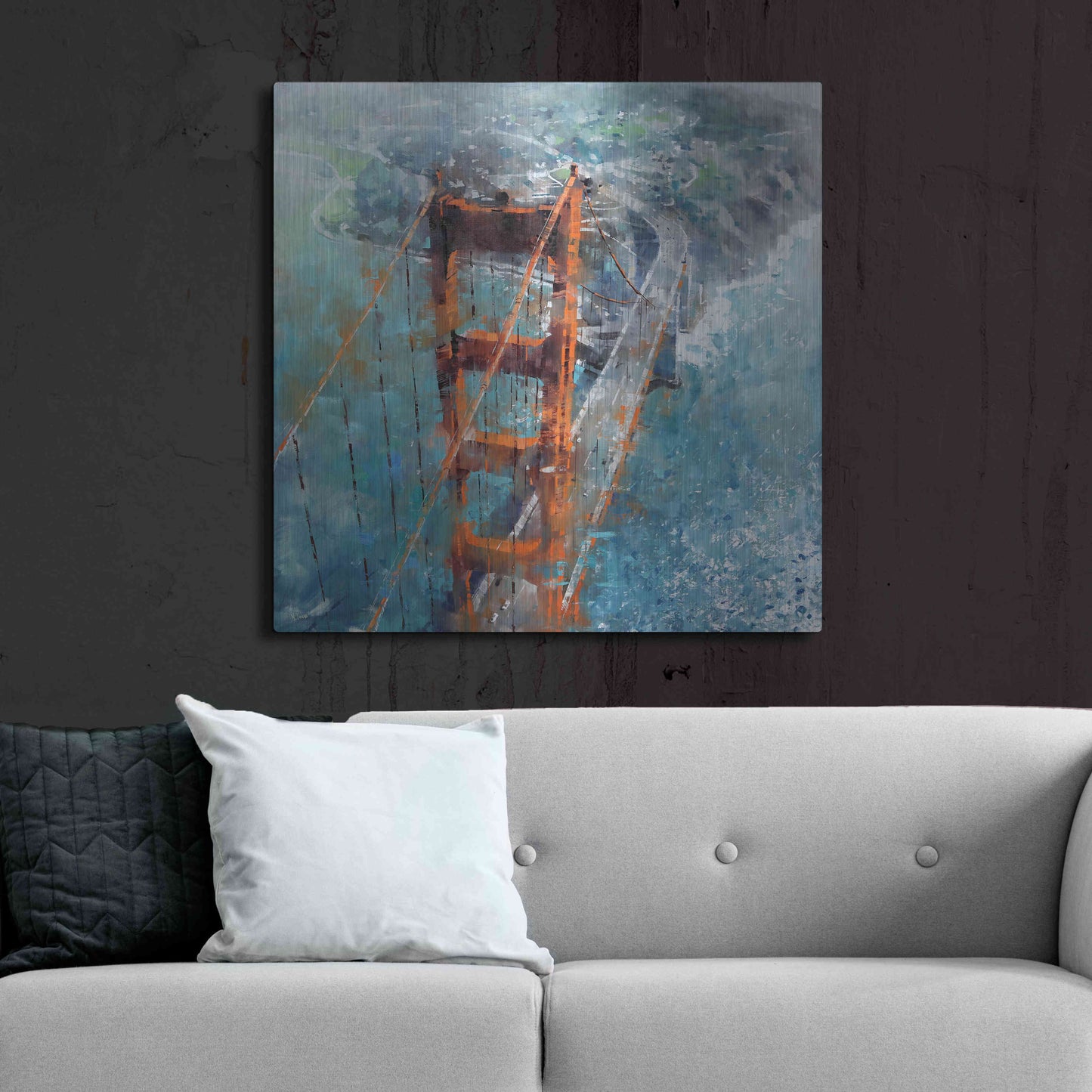 Luxe Metal Art 'Over Golden Gate' by Mark Lague, Metal Wall Art,36x36