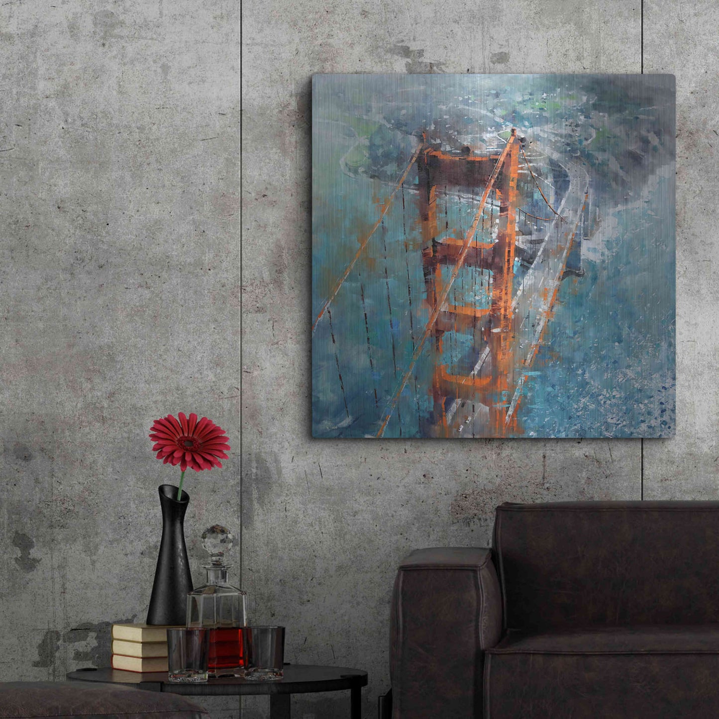 Luxe Metal Art 'Over Golden Gate' by Mark Lague, Metal Wall Art,36x36
