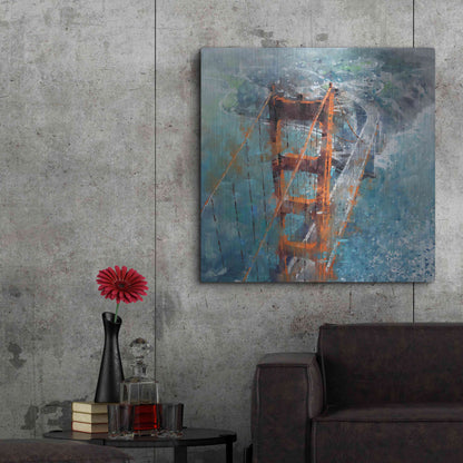 Luxe Metal Art 'Over Golden Gate' by Mark Lague, Metal Wall Art,36x36