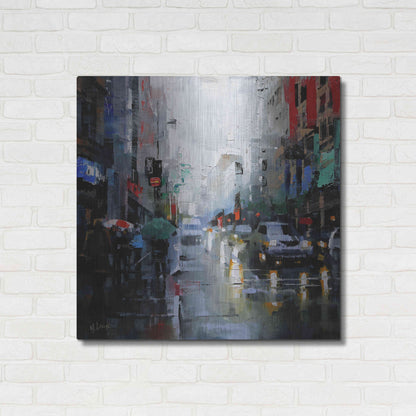 Luxe Metal Art 'St. Catherine Street Rain' by Mark Lague, Metal Wall Art,36x36