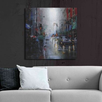 Luxe Metal Art 'St. Catherine Street Rain' by Mark Lague, Metal Wall Art,36x36