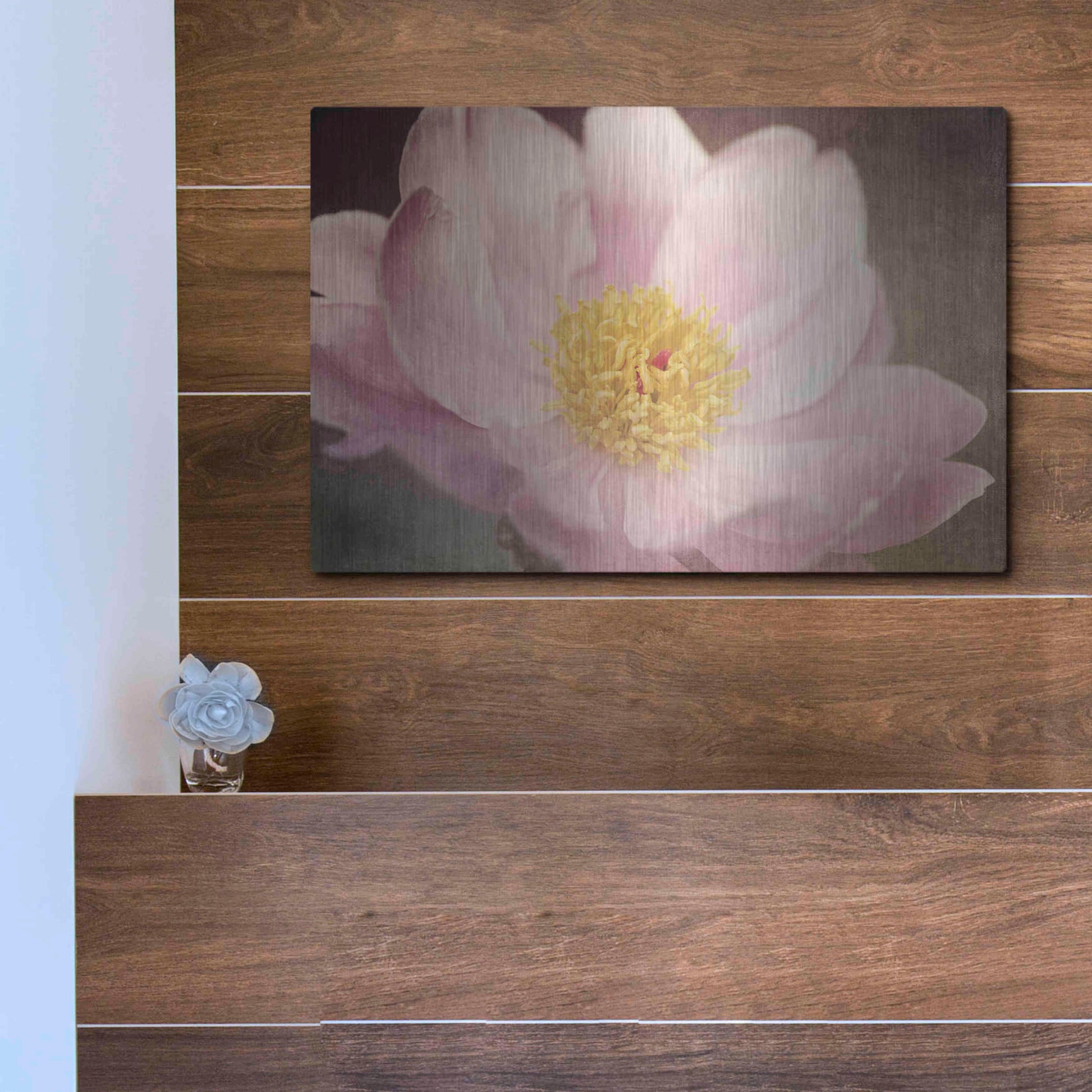 Luxe Metal Art 'Peony in the Park' by Dawn LeBlanc, Metal Wall Art,16x12