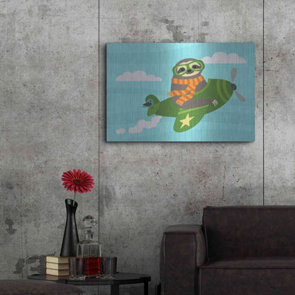 Luxe Metal Art 'Airborne Sloth' by Nancy Lee, Metal Wall Art,36x24