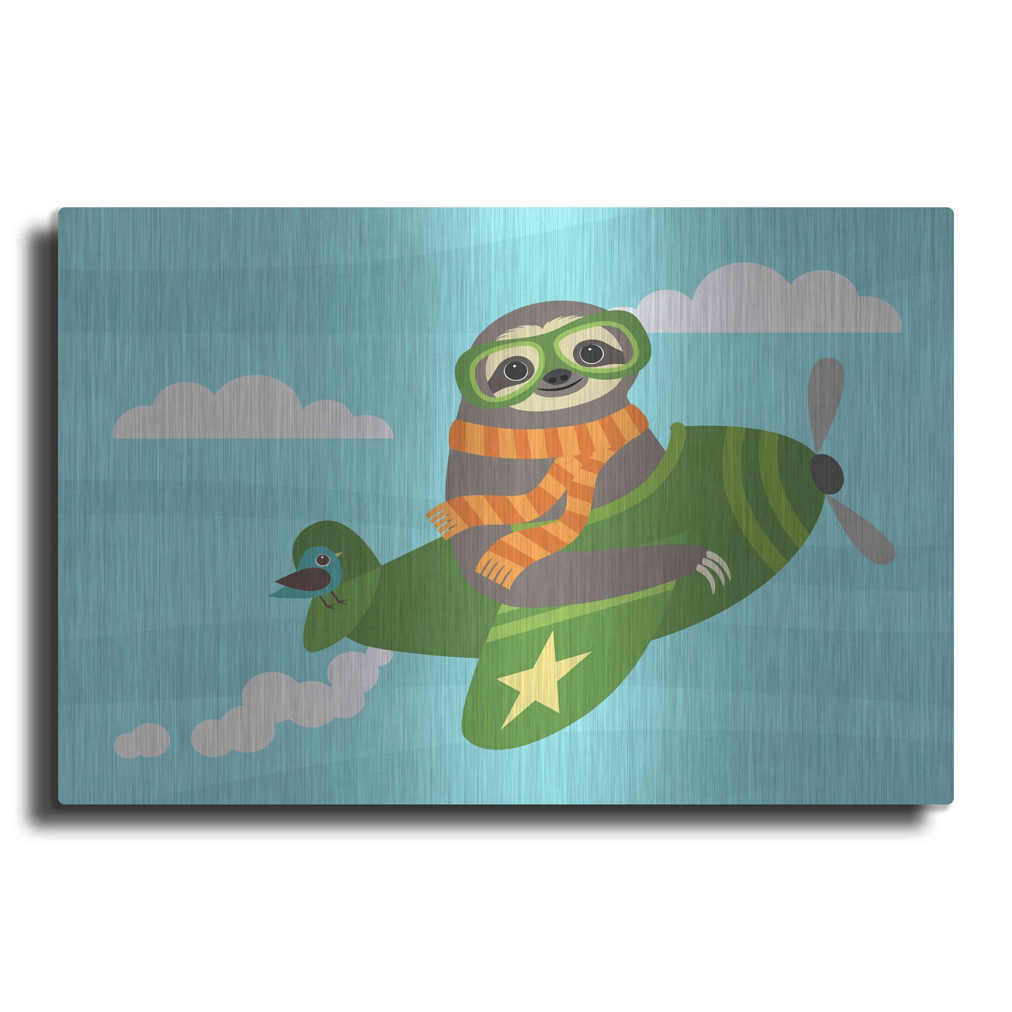 Luxe Metal Art 'Airborne Sloth' by Nancy Lee, Metal Wall Art