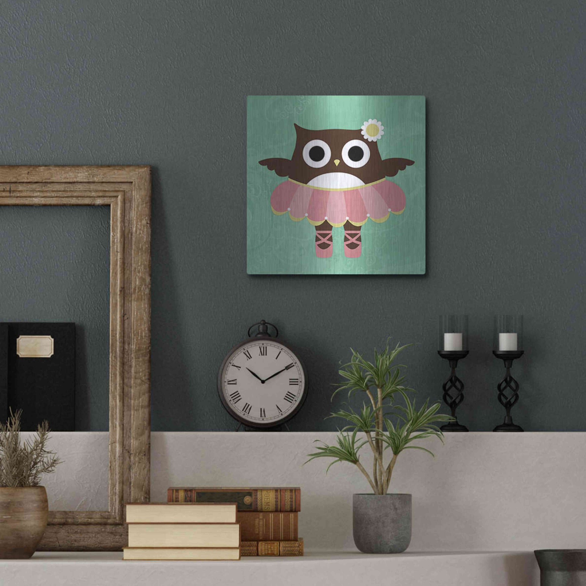 Luxe Metal Art 'Ballerina Owl' by Nancy Lee, Metal Wall Art,12x12