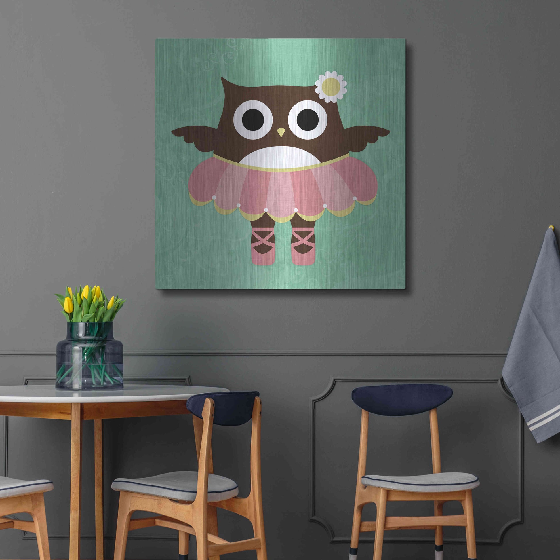 Luxe Metal Art 'Ballerina Owl' by Nancy Lee, Metal Wall Art,36x36