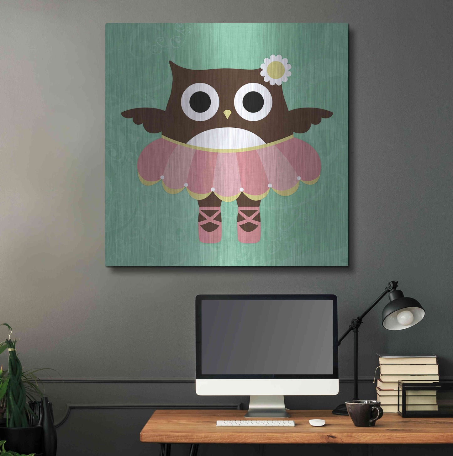 Luxe Metal Art 'Ballerina Owl' by Nancy Lee, Metal Wall Art,36x36