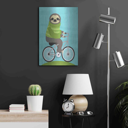 Luxe Metal Art 'Cycling Sloth' by Nancy Lee, Metal Wall Art,16x24