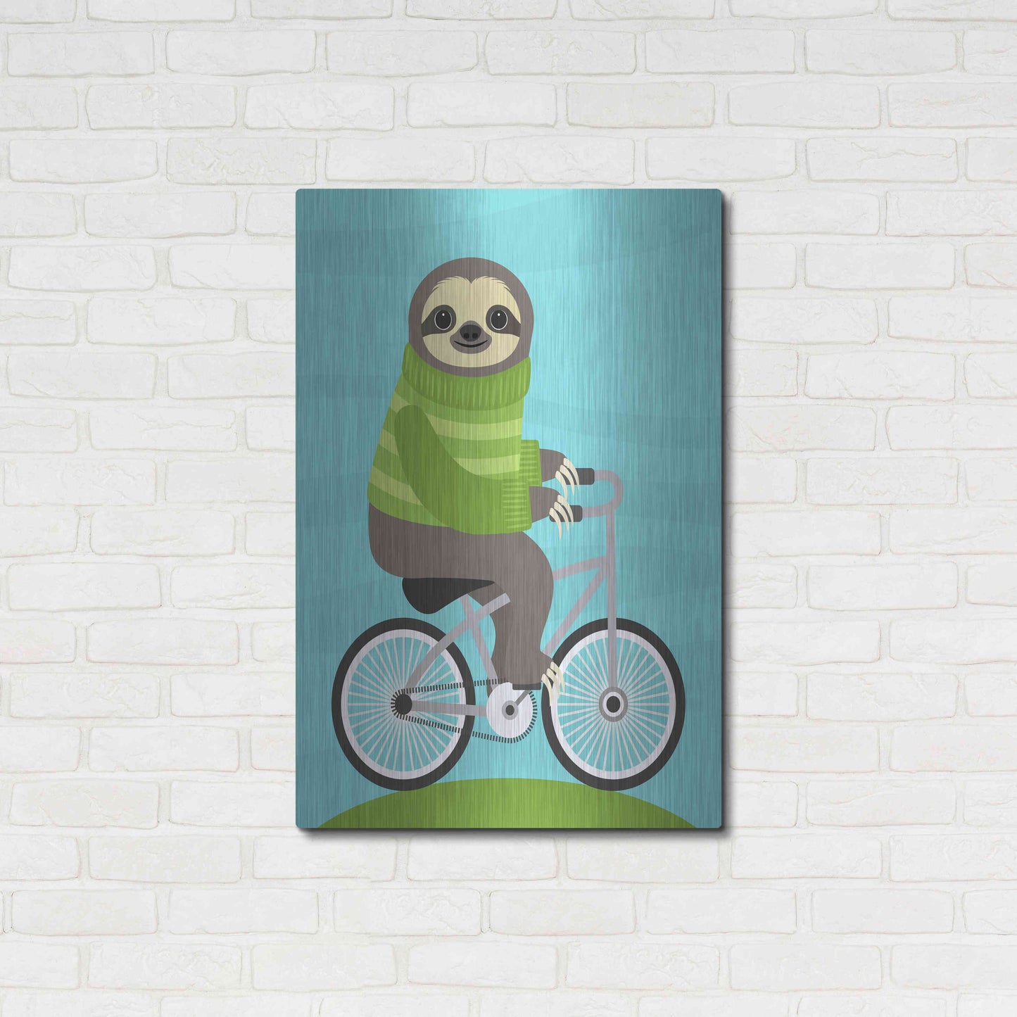 Luxe Metal Art 'Cycling Sloth' by Nancy Lee, Metal Wall Art,24x36