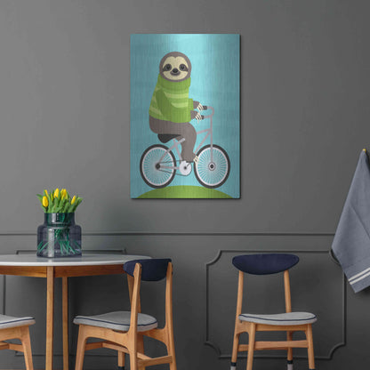 Luxe Metal Art 'Cycling Sloth' by Nancy Lee, Metal Wall Art,24x36